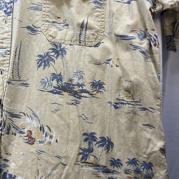 Men’s 2XLT Button Up Hawaiian Shirt Beige Nautical Sailing Print - Picture 2 of 6